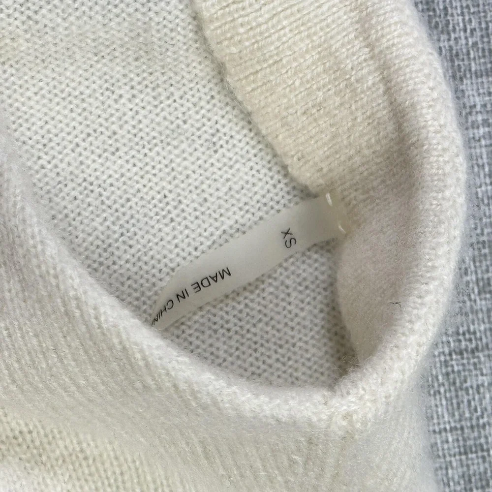 Margaret O'Leary Sweater Pullover Womens XS White 100% Cashmere Striped‎